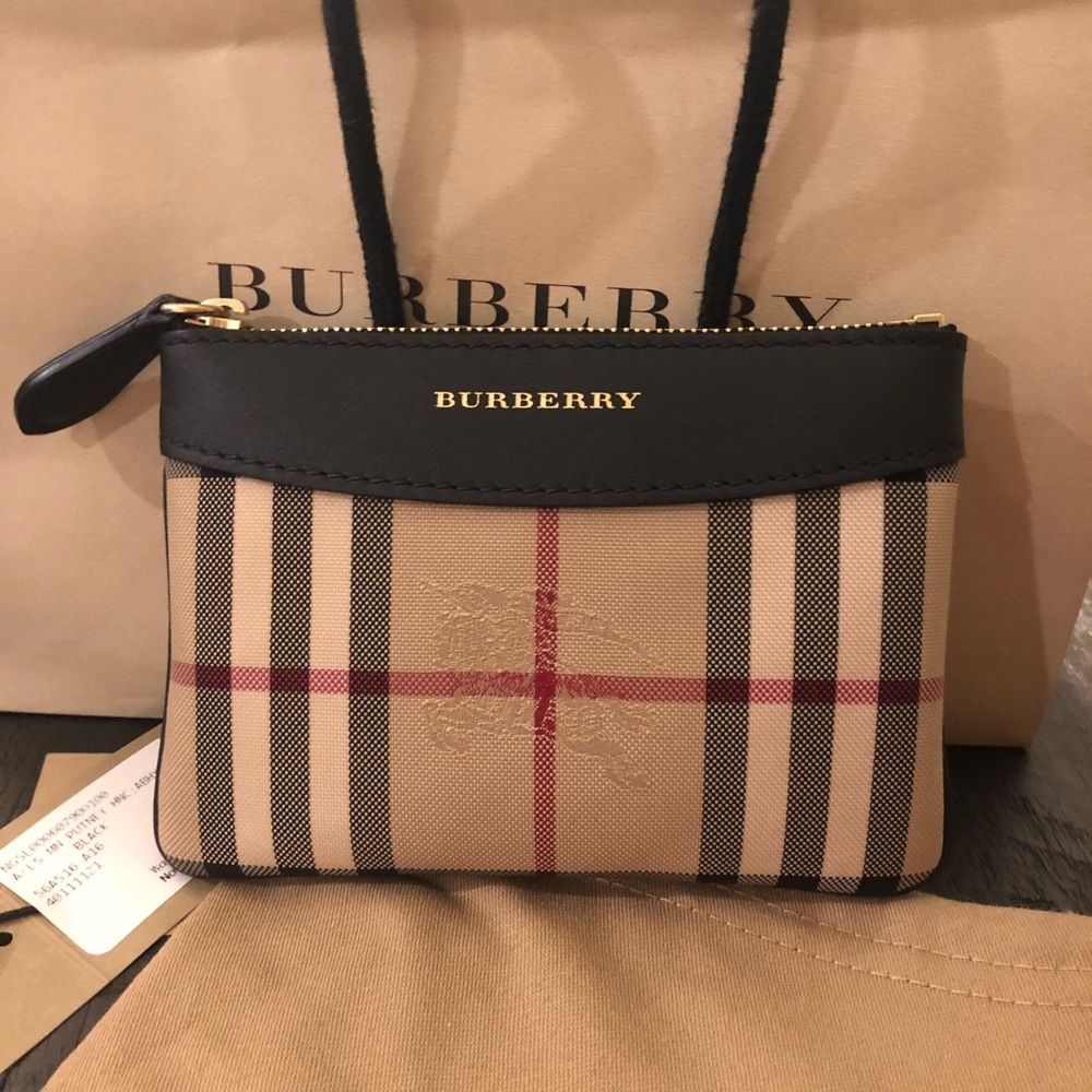 Burberry horseferry check mini Putney flat pouch